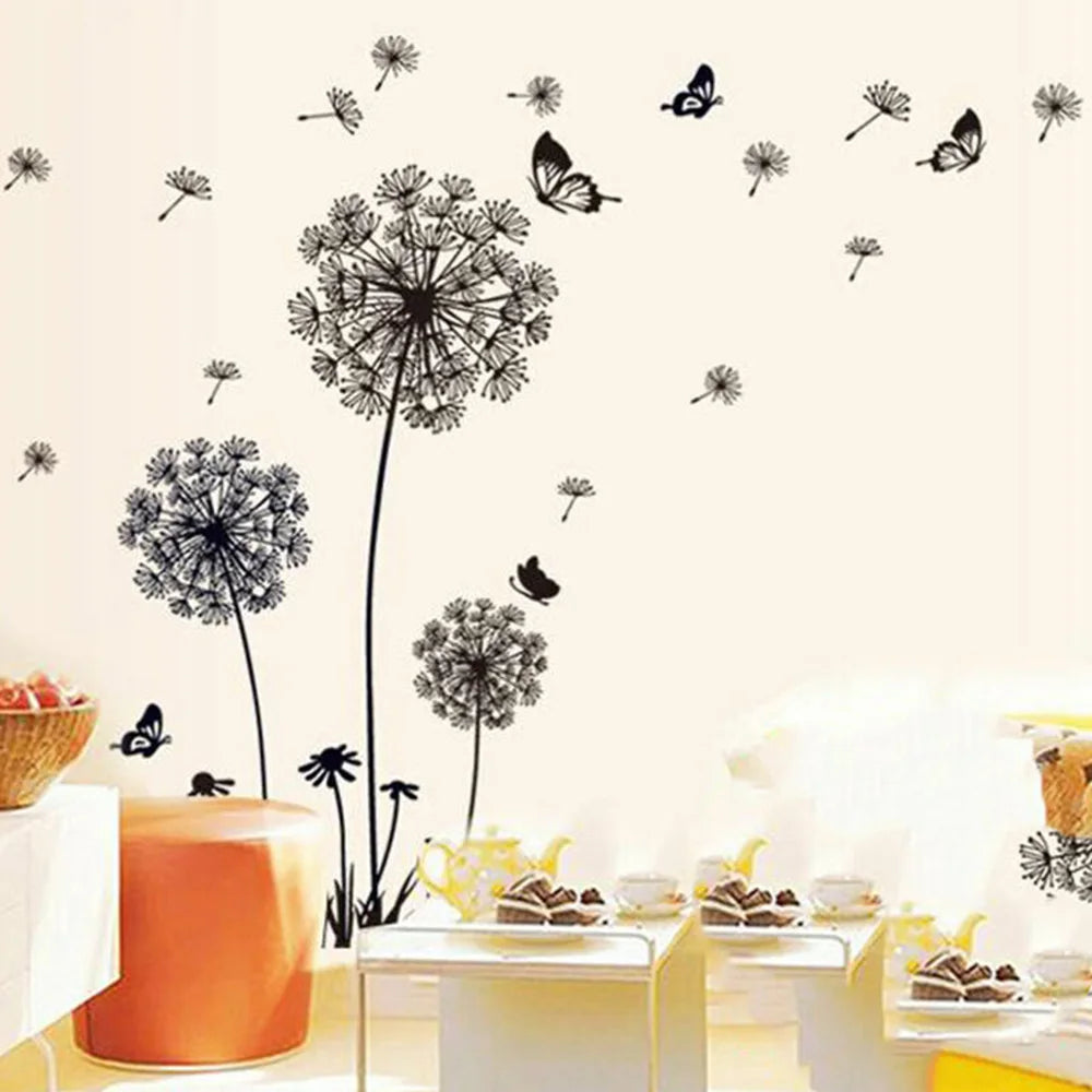 Dandelion Wall Stickers Butterflies On The Wall Living Room Bedroom Glass Window Decoration Mural Art Home Decor Decals