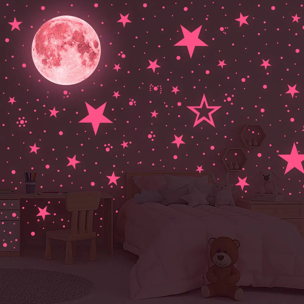 Luminous Moon Stars Wall Stickers for Kids room Bedroom Decor Glow in the dark Earth Wall Decals Noctilucent Stickers For Home Decor