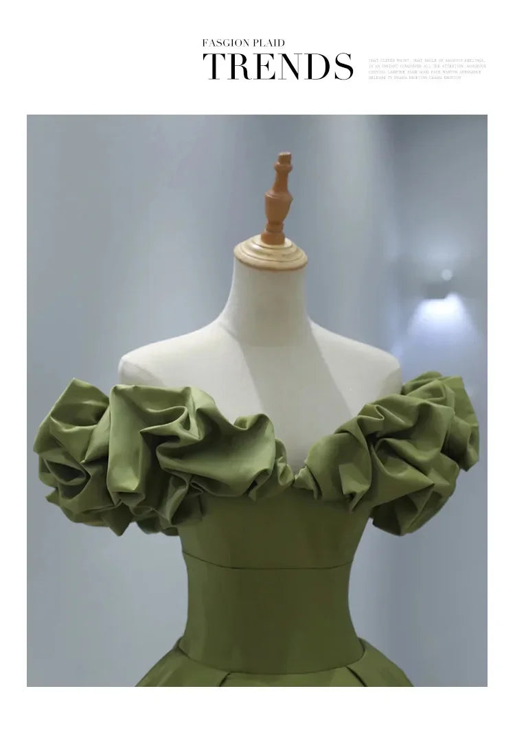 Party Long Dress Women Dresses Green High Waist