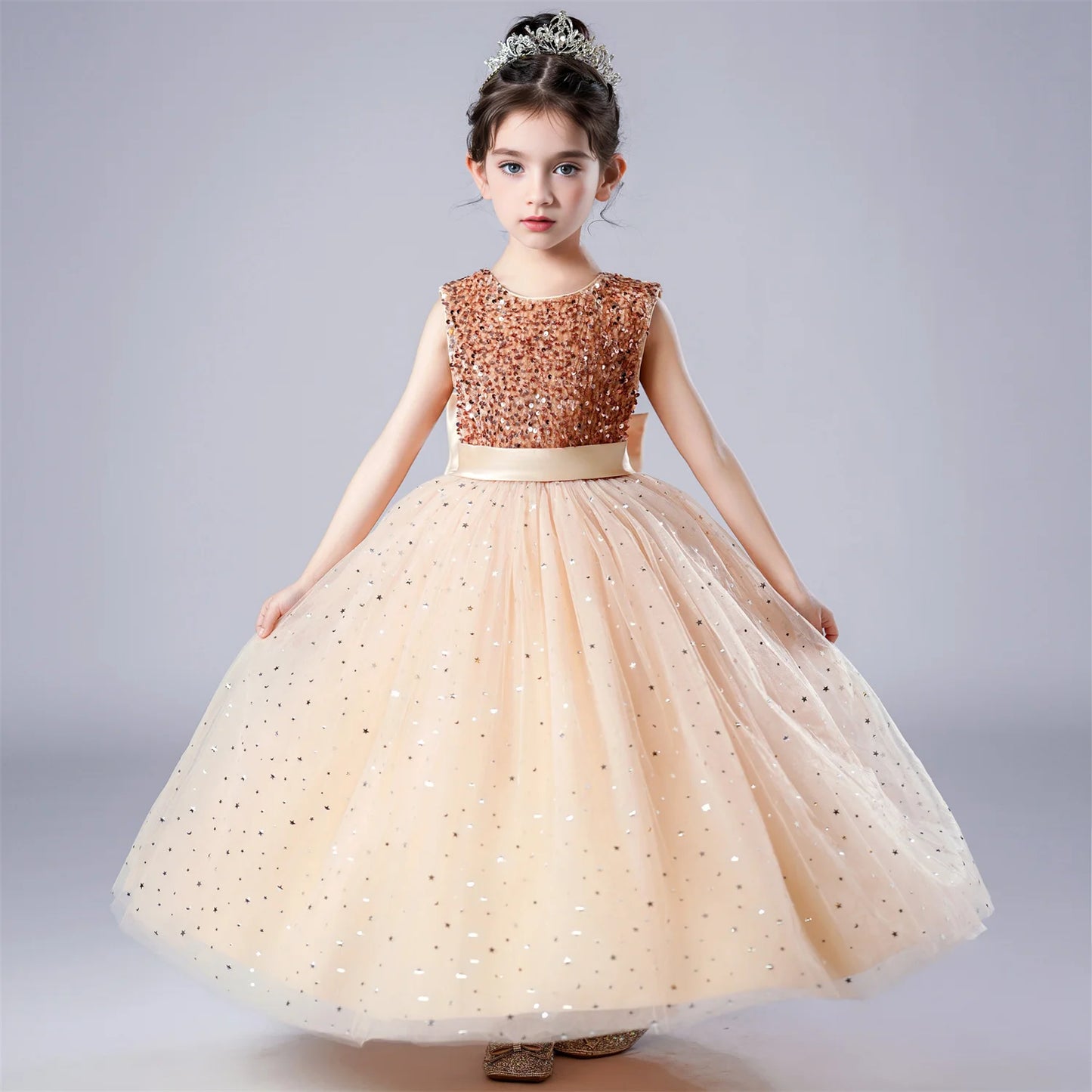 Kids Girl Princess White Long Dress For Occasions And Boy 2pcs Shirt+Pant Suit