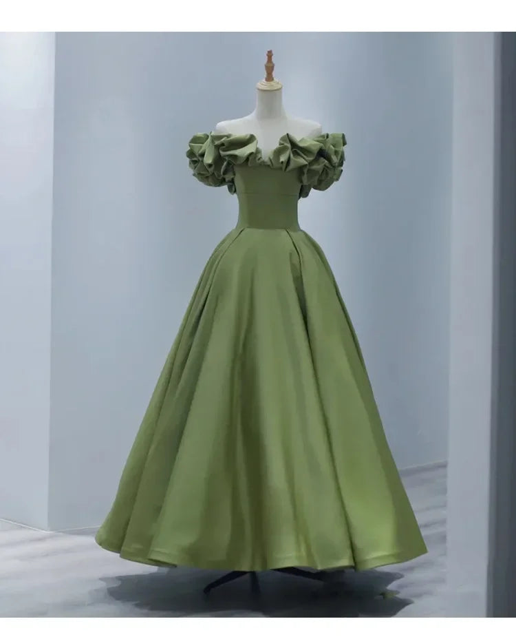 Party Long Dress Women Dresses Green High Waist