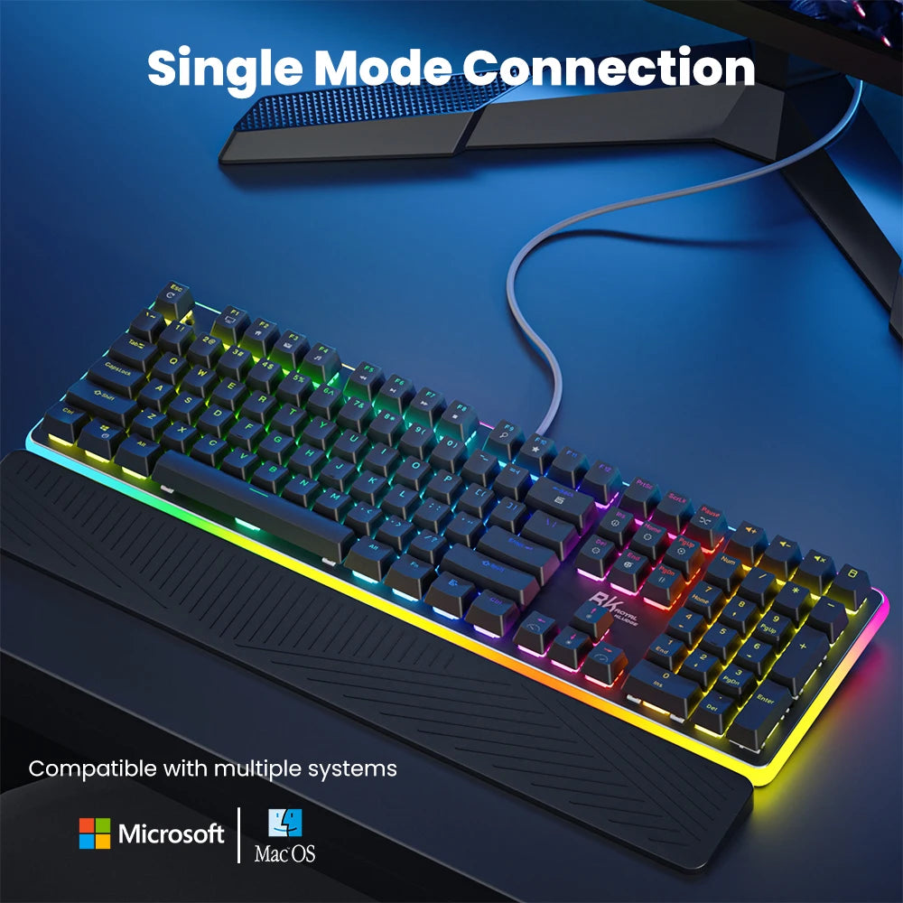 RK ROYAL KLUDGE RK918 Brazilian Portuguese Mechanical Keyboard 108 Keys RGB Backlight Gaming Keyboards with Side Lamp Hand Rest
