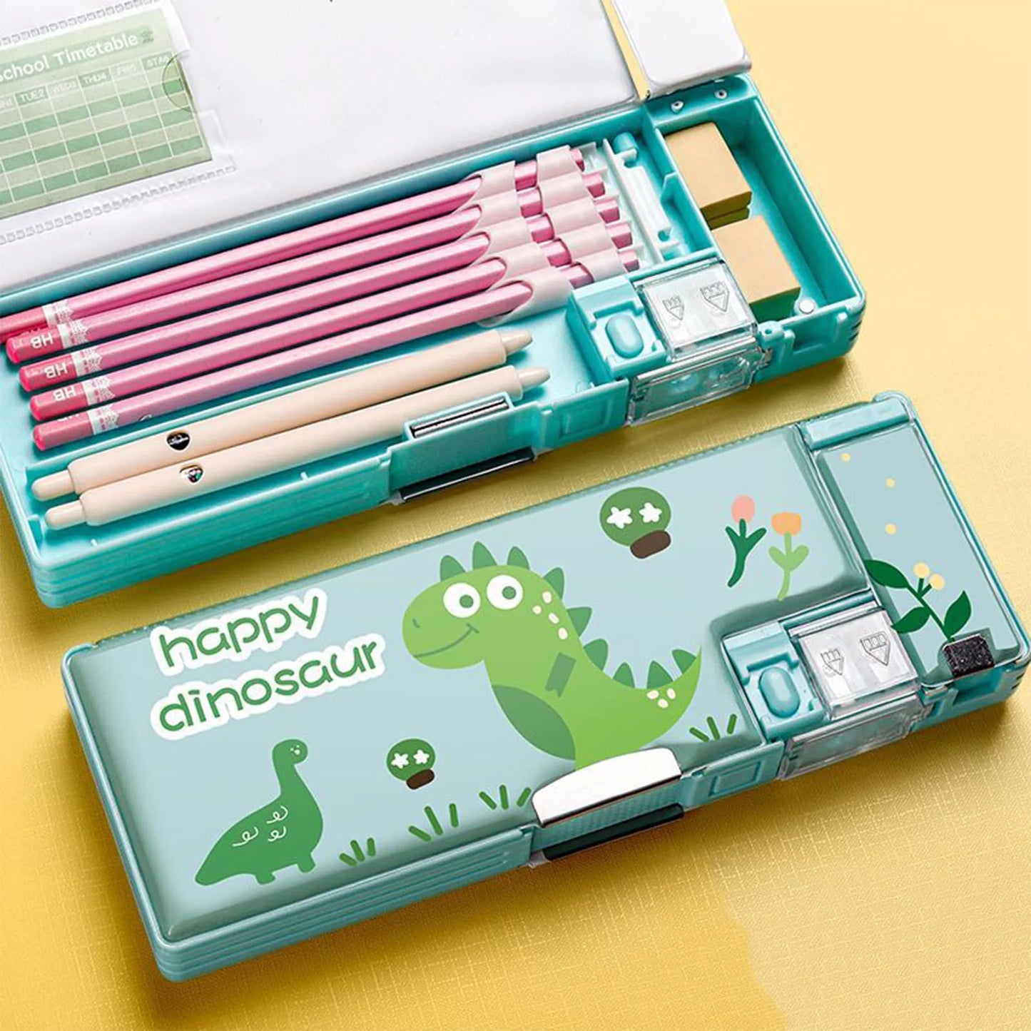 Plastic Stationery Organizer Box Unicorn Bear Astronaut Stationery Pencil Case School Gifts for Kids Teens Supplies