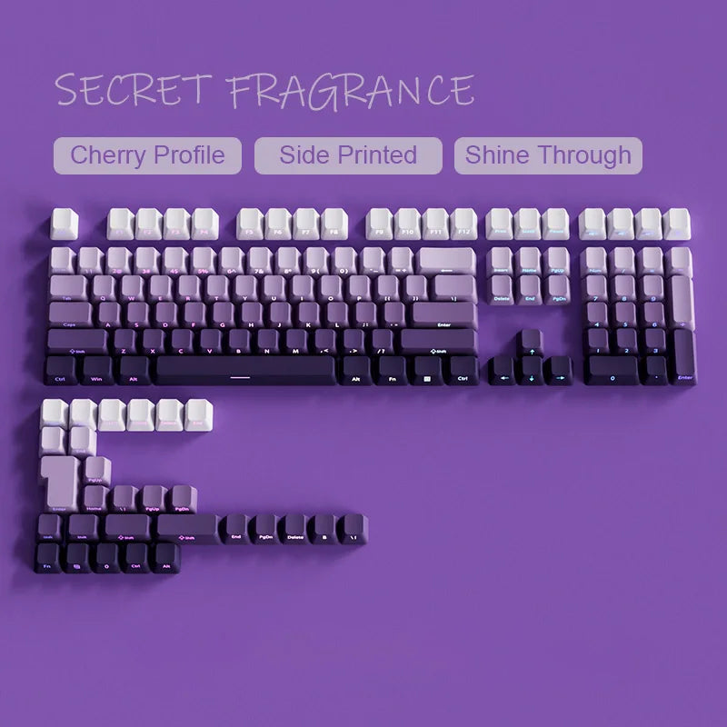 135 Keys Green Hill PBT Double Shot Keycaps Shine Through Side Print Keycaps OEM Profile for Cherry MX Switches Gaming Keyboards