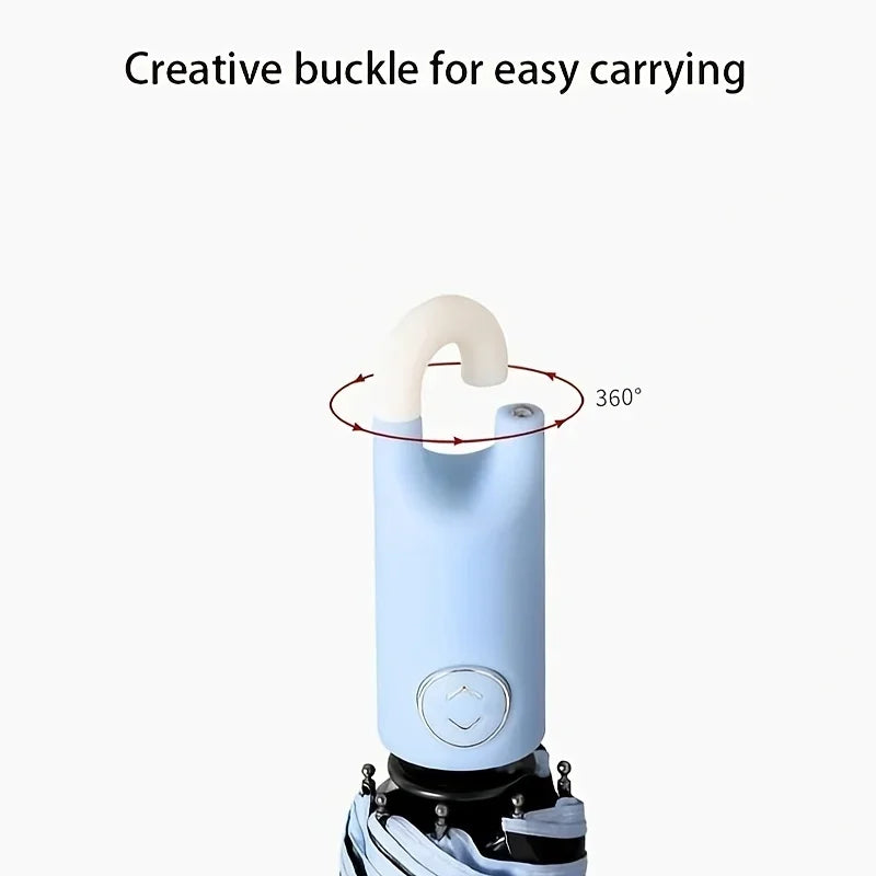 Windproof Light Folding Portable  Casual Waterproof Rotating Lock Vinyl Automatic Umbrella