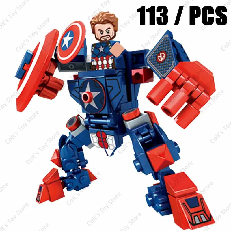 Superheroe Avengers Iron Man Thor Combat Mech Armor Robot Figures Building Blocks Kits Bricks Classic Movie Model Kids Toys Gift