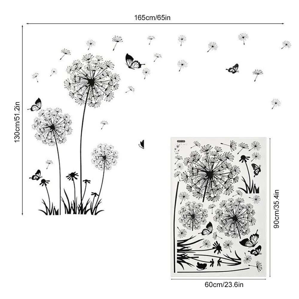 Dandelion Wall Stickers Butterflies On The Wall Living Room Bedroom Glass Window Decoration Mural Art Home Decor Decals