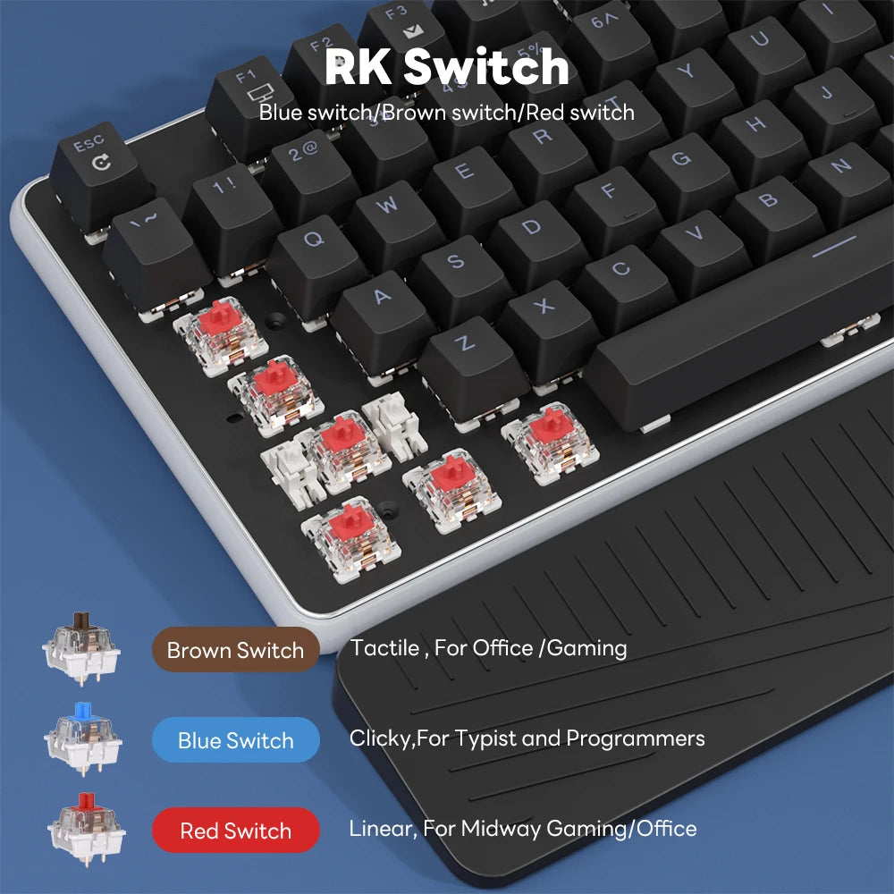 RK ROYAL KLUDGE RK918 Brazilian Portuguese Mechanical Keyboard 108 Keys RGB Backlight Gaming Keyboards with Side Lamp Hand Rest