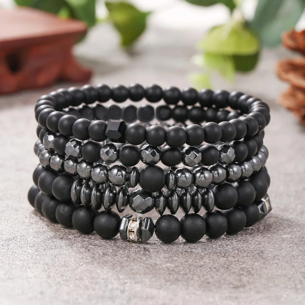 Yogi Bracelet For Men Women Black Matte Hematite Stone Bracelet Jewelry European Beauty Fashion Bracelet Jewelry