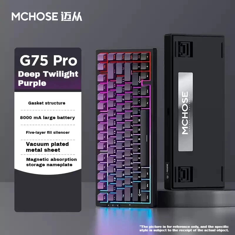 MCHOSE G75 Pro Mechanical Keyboards RGB Hot Swap Gasket Wireless Tri-mode Customized Gaming Keyboard Pc E-Sports Accessories
