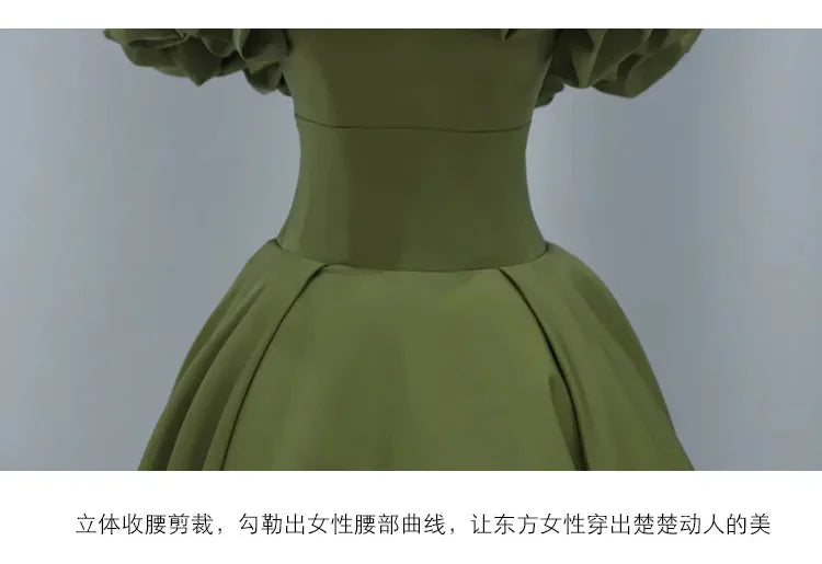 Party Long Dress Women Dresses Green High Waist