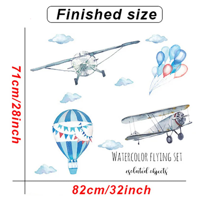 Cartoon Kids Room Wall Decor Stickers Hot Air Balloon PVC Removable Decals for Home Decoration Art Waterproof Eco-friendly Mural