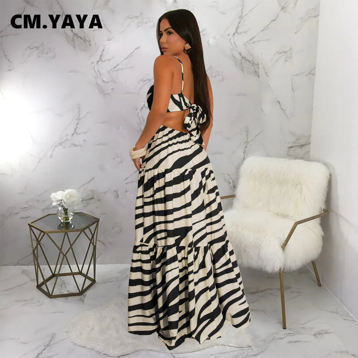 Women Strap Sleeveless Backless Long Dress