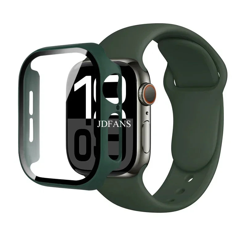 Glass+Case+Strap For Apple Watch 10 42mm 46mm Matte Hard PC bumper Screen Protector Case iWatch series 10 42/46 mm Accessories