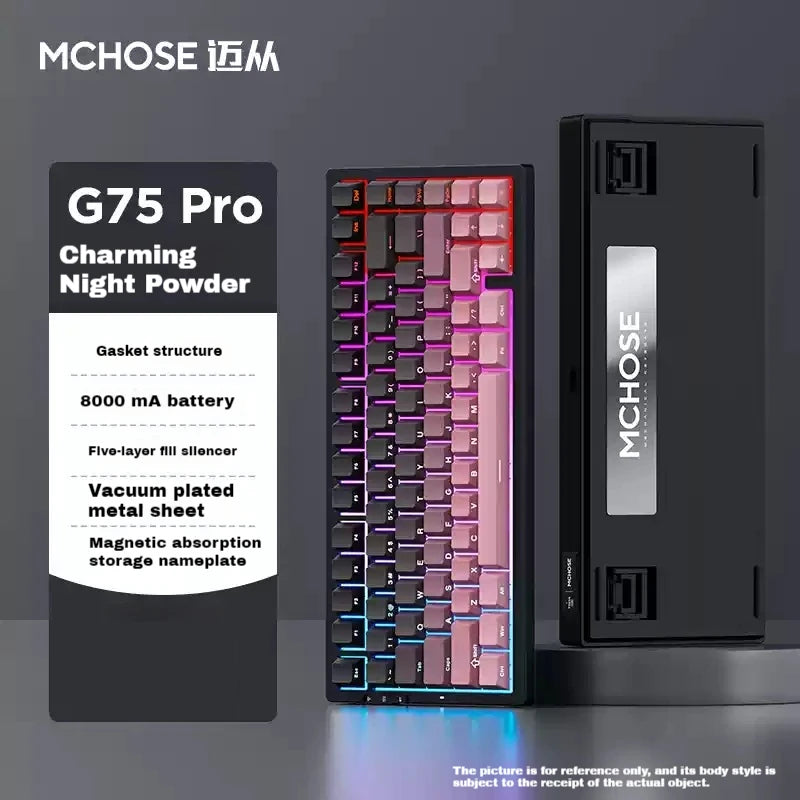 MCHOSE G75 Pro Mechanical Keyboards RGB Hot Swap Gasket Wireless Tri-mode Customized Gaming Keyboard Pc E-Sports Accessories