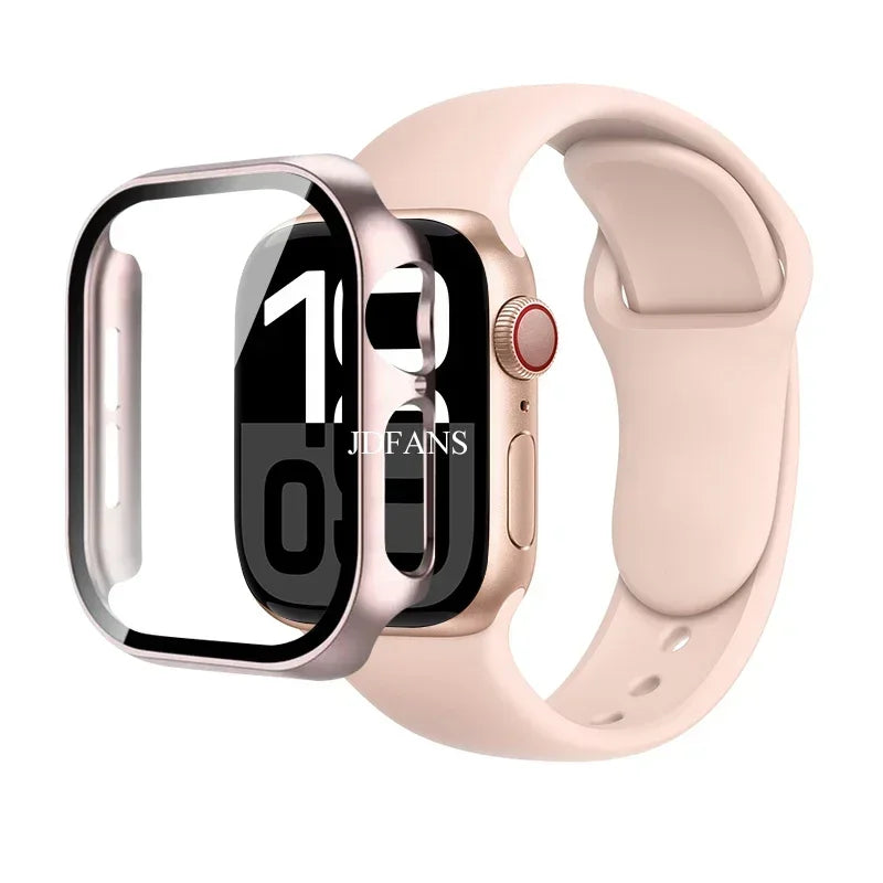 Glass+Case+Strap For Apple Watch 10 42mm 46mm Matte Hard PC bumper Screen Protector Case iWatch series 10 42/46 mm Accessories