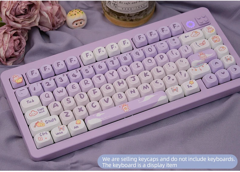 Attack Sharks 98-key cute mechanical keyboard keycaps: MOA PBT material, suitable for multi-layout keyboards