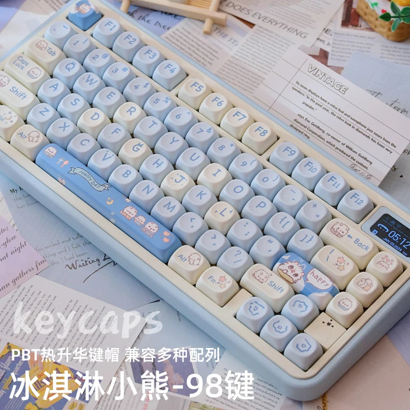 Attack Sharks 98-key cute mechanical keyboard keycaps: MOA PBT material, suitable for multi-layout keyboards