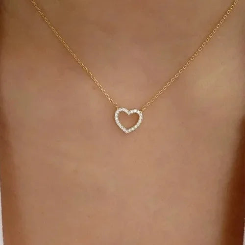 Double Heart Pendant Necklace for Women Couple Stainless Steel Choker Gold Color Chain Wedding Party Friends Jewelry Gift