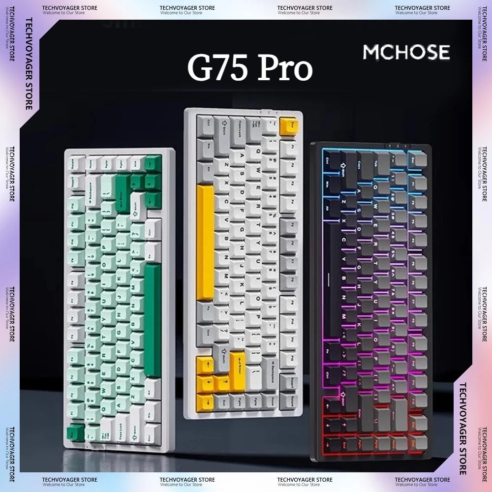 MCHOSE G75 Pro Mechanical Keyboards RGB Hot Swap Gasket Wireless Tri-mode Customized Gaming Keyboard Pc E-Sports Accessories