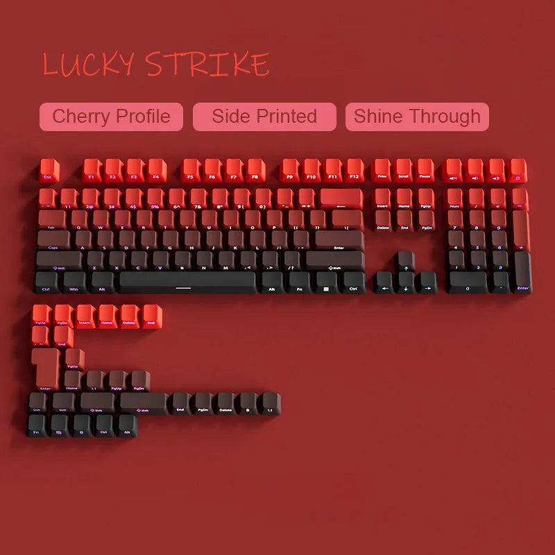 135 Keys Green Hill PBT Double Shot Keycaps Shine Through Side Print Keycaps OEM Profile for Cherry MX Switches Gaming Keyboards