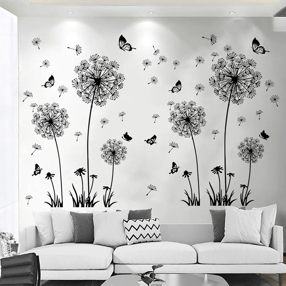 Dandelion Wall Stickers Butterflies On The Wall Living Room Bedroom Glass Window Decoration Mural Art Home Decor Decals