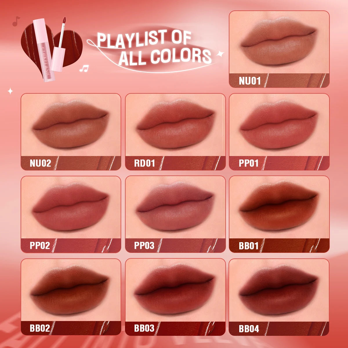 Velvet Matte Lip Glosses Waterproof Long-lasting Lightweight Moisturizing Liquid Lipstick Lip Tints Makeup Cosmetics