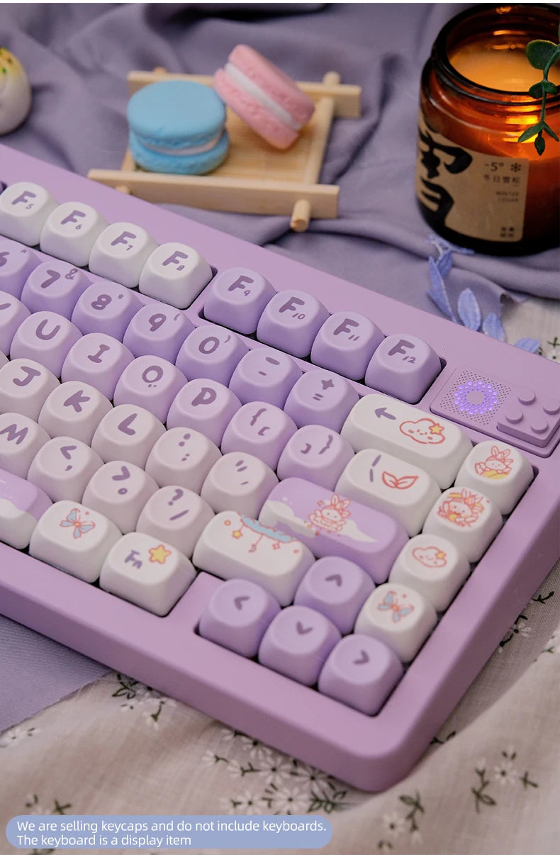 Attack Sharks 98-key cute mechanical keyboard keycaps: MOA PBT material, suitable for multi-layout keyboards