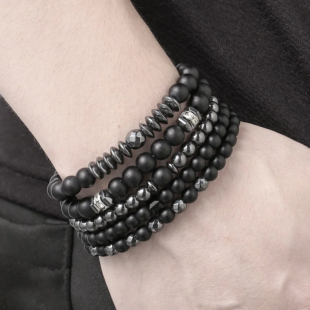 Yogi Bracelet For Men Women Black Matte Hematite Stone Bracelet Jewelry European Beauty Fashion Bracelet Jewelry