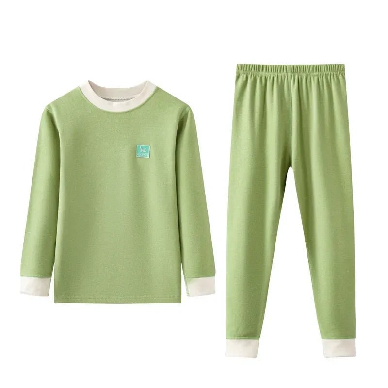 Children's Thermal Underwear Set 7A Antibacterial Autumn Winter Warm Clothes Kids Wool Nature Silk Teen Boys Girls Loungewear