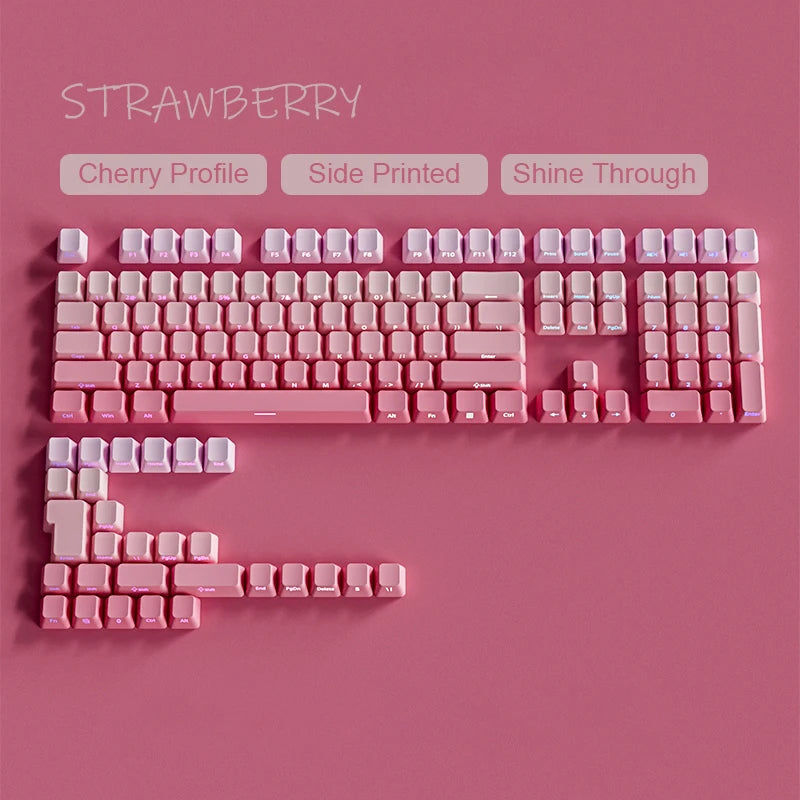 135 Keys Green Hill PBT Double Shot Keycaps Shine Through Side Print Keycaps OEM Profile for Cherry MX Switches Gaming Keyboards