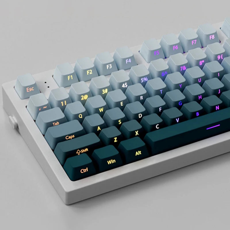 135 Keys Green Hill PBT Double Shot Keycaps Shine Through Side Print Keycaps OEM Profile for Cherry MX Switches Gaming Keyboards
