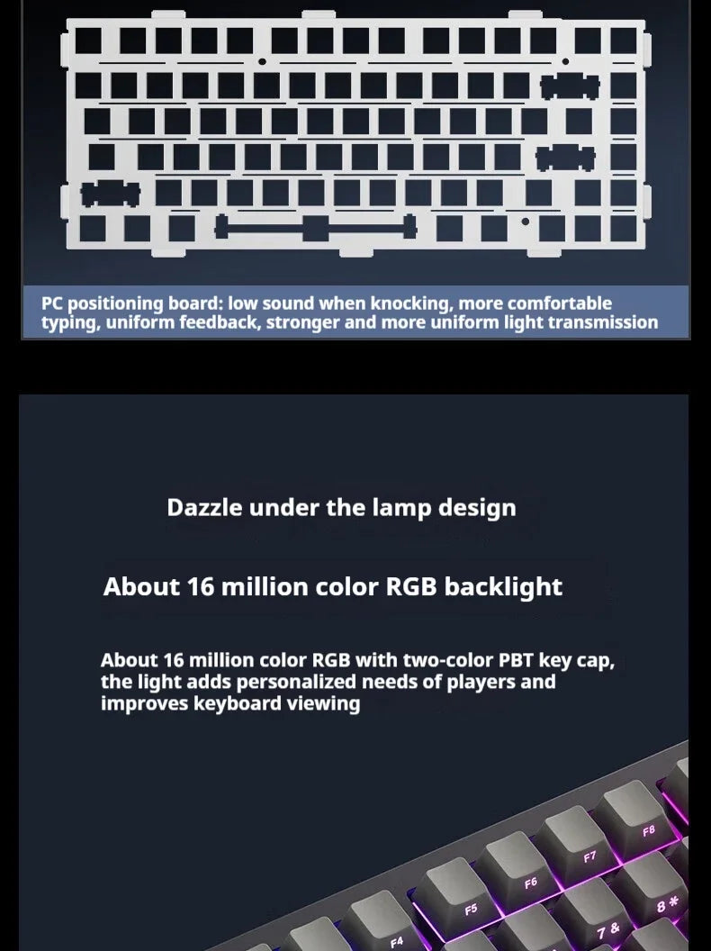 MCHOSE G75 Pro Mechanical Keyboards RGB Hot Swap Gasket Wireless Tri-mode Customized Gaming Keyboard Pc E-Sports Accessories