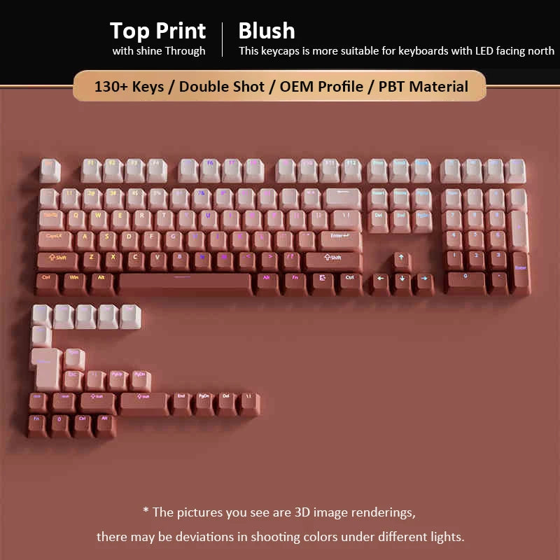 135 Keys Green Hill PBT Double Shot Keycaps Shine Through Side Print Keycaps OEM Profile for Cherry MX Switches Gaming Keyboards
