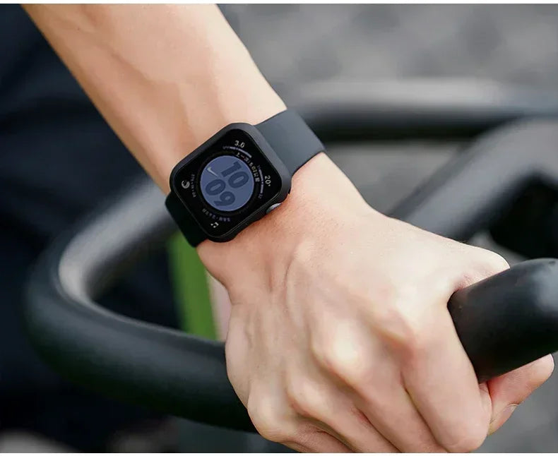 Glass+Case+Strap for Apple Watch Band 42mm 44mm 41mm 40mm 38mm 45mm 49mm Screen Protectors for Apple IWatch Series 8 7 6 SE 5 4