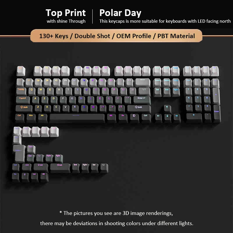 135 Keys Green Hill PBT Double Shot Keycaps Shine Through Side Print Keycaps OEM Profile for Cherry MX Switches Gaming Keyboards