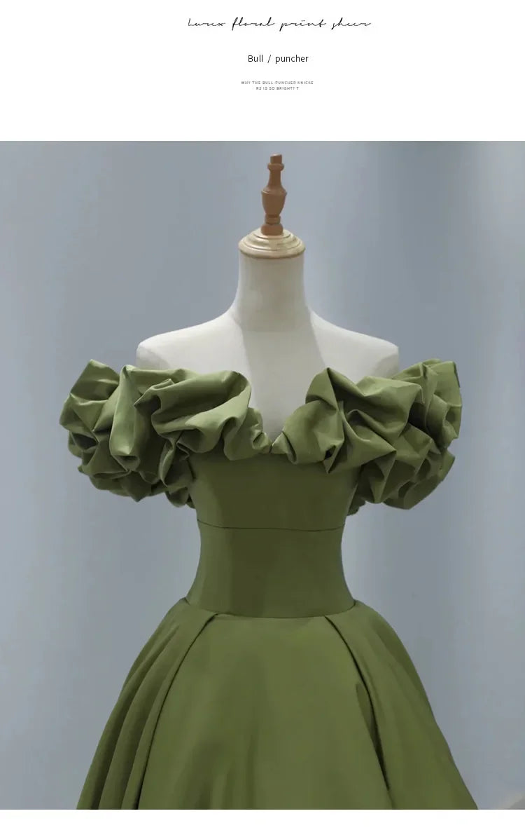 Party Long Dress Women Dresses Green High Waist