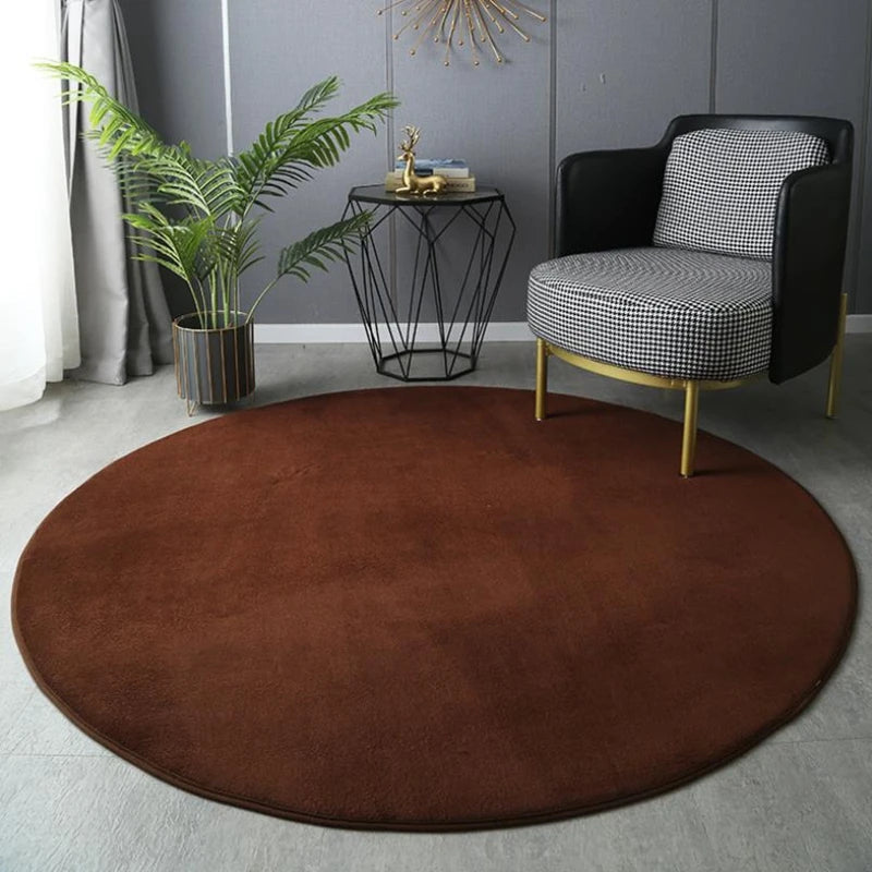 Velvet Carpet Round For Home Living Room Coffee Table Floor Rug Short Plush Foot Mat Children's Play Crawling Carpets