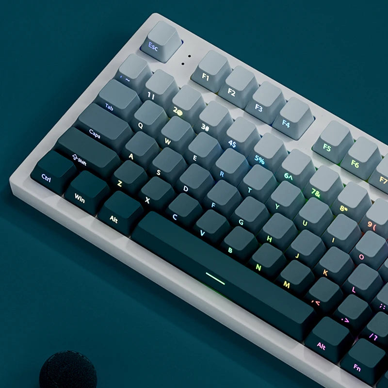 135 Keys Green Hill PBT Double Shot Keycaps Shine Through Side Print Keycaps OEM Profile for Cherry MX Switches Gaming Keyboards