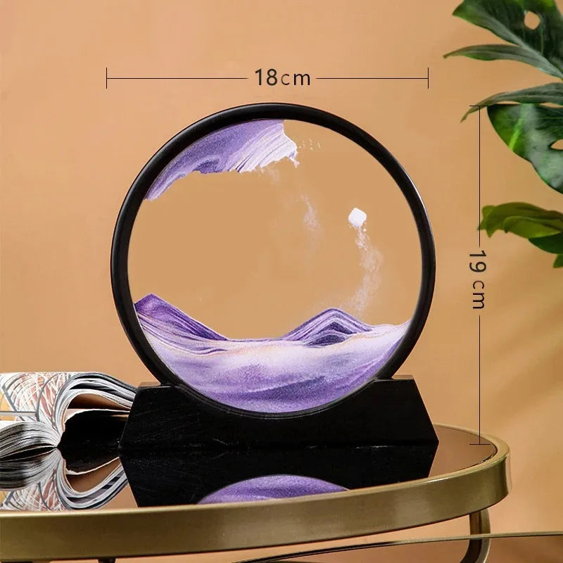 3D Hourglass Quicksand Moving Sand Art Picture Round Glass Deep Sea Sandscape Craft Flowing Painting