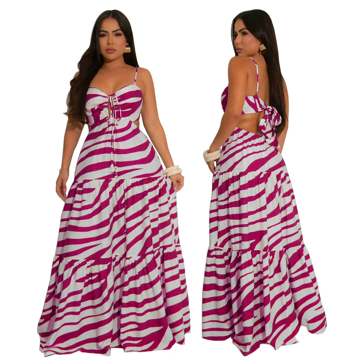 Women Strap Sleeveless Backless Long Dress