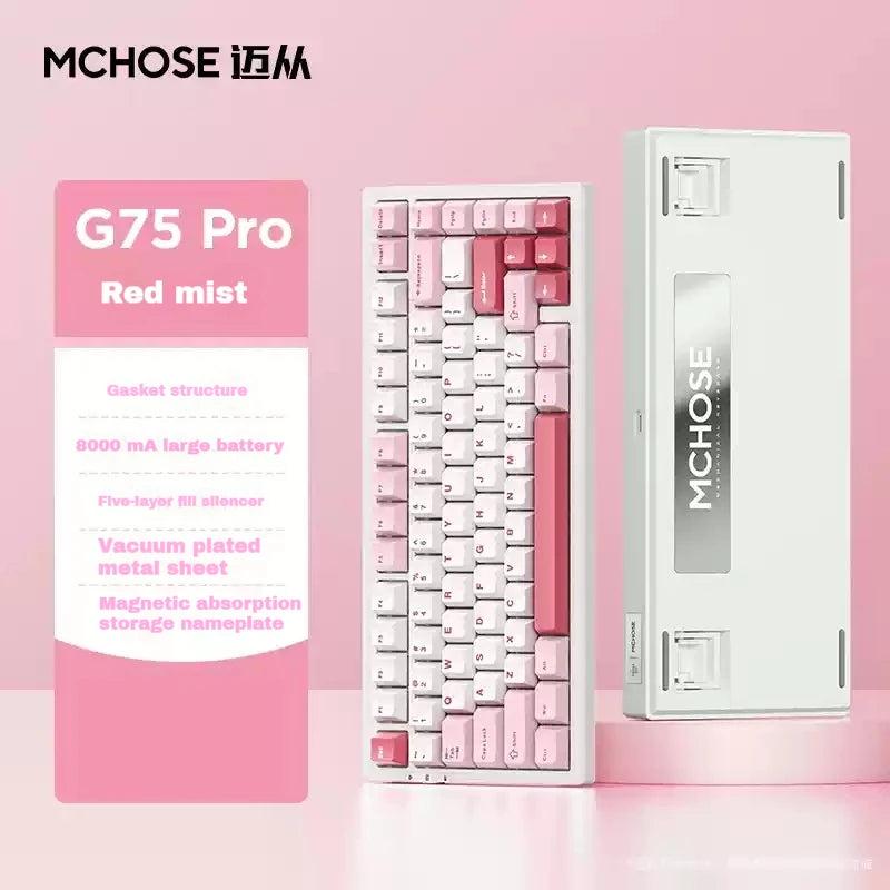 MCHOSE G75 Pro Mechanical Keyboards RGB Hot Swap Gasket Wireless Tri-mode Customized Gaming Keyboard Pc E-Sports Accessories