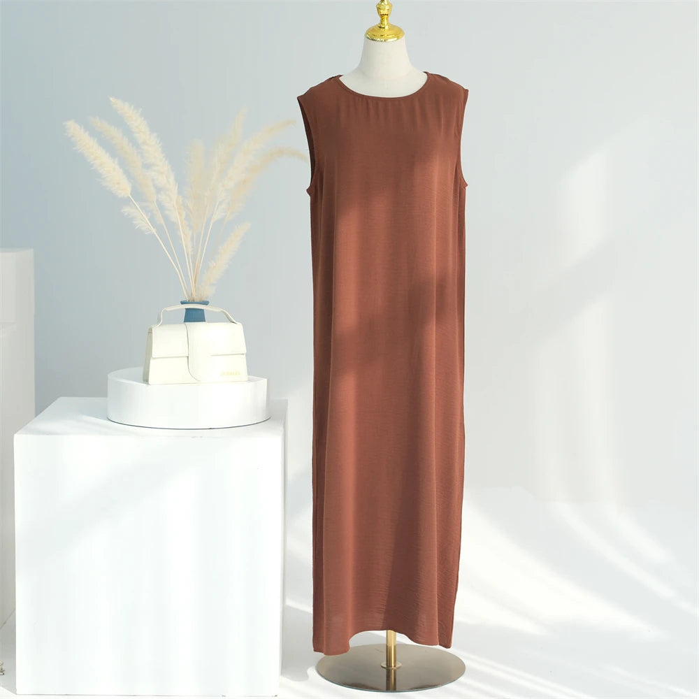 New Abaya Set Crinkle Fabric Open Abaya+Inner Long Dress Islamic Clothing Muslim Women Dresses Set