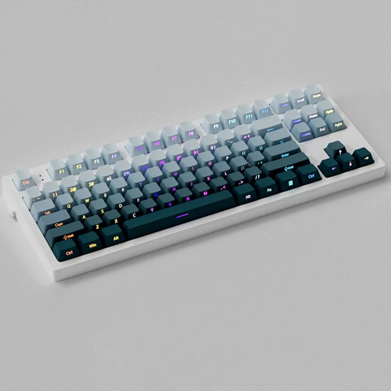 135 Keys Green Hill PBT Double Shot Keycaps Shine Through Side Print Keycaps OEM Profile for Cherry MX Switches Gaming Keyboards