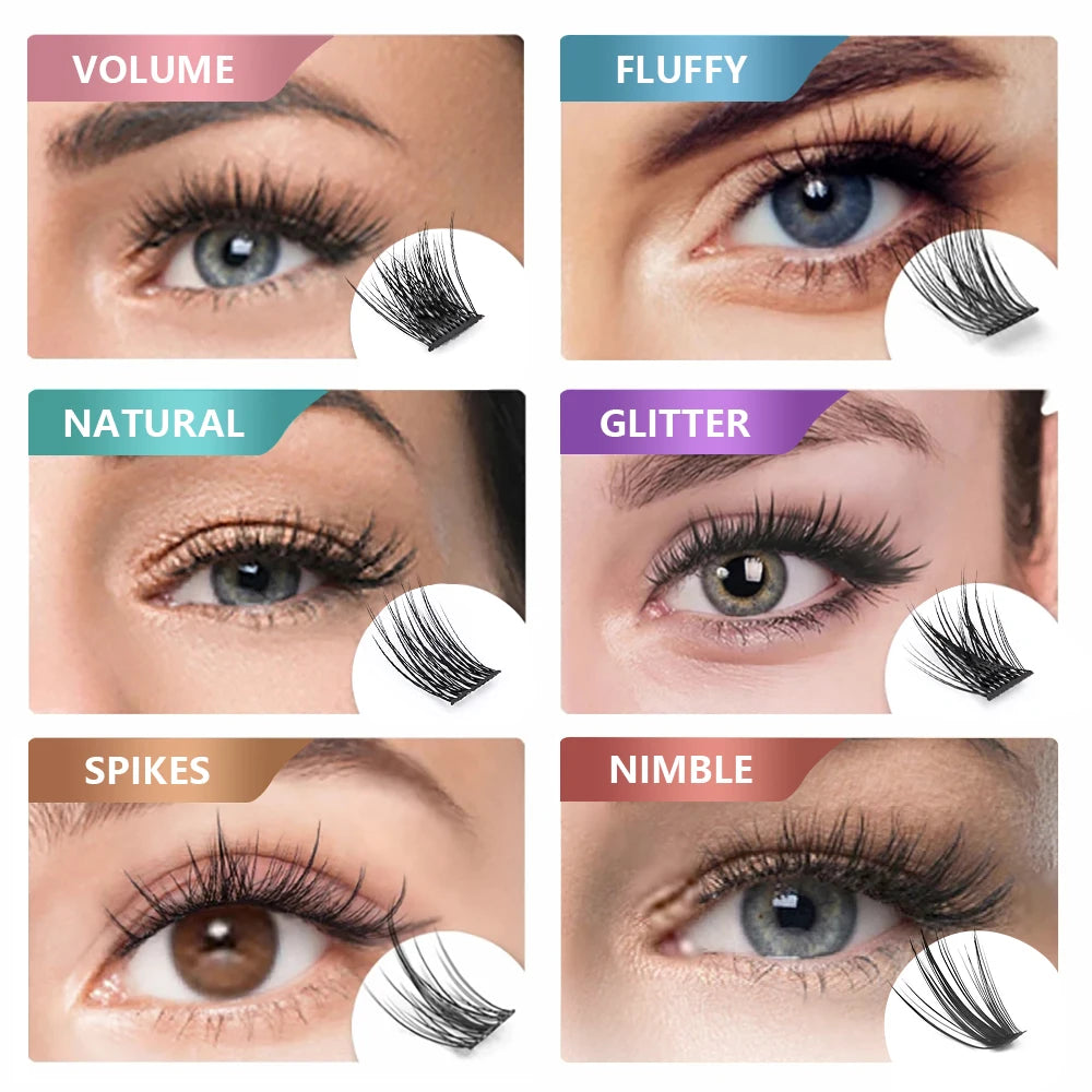 Eyelash Extension Segmented False Bundles Eyelashes 72Volume Natural Russian Faux Mink Makeup Lashes