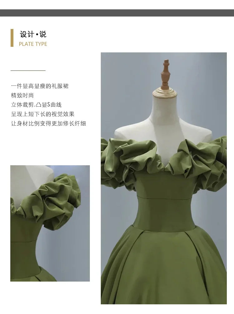 Party Long Dress Women Dresses Green High Waist