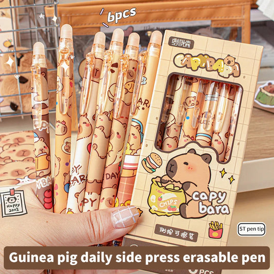 Kawaii Capybara Gel Pen Set Black Blue Ink Quickly-Drying Cute Press Gel Pens Aesthetic Stationery School Office Supplies