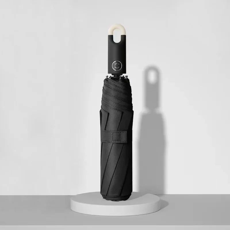 Windproof Light Folding Portable  Casual Waterproof Rotating Lock Vinyl Automatic Umbrella