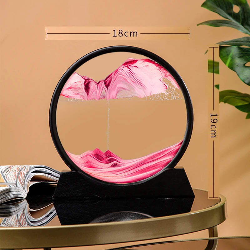 3D Hourglass Quicksand Moving Sand Art Picture Round Glass Deep Sea Sandscape Craft Flowing Painting