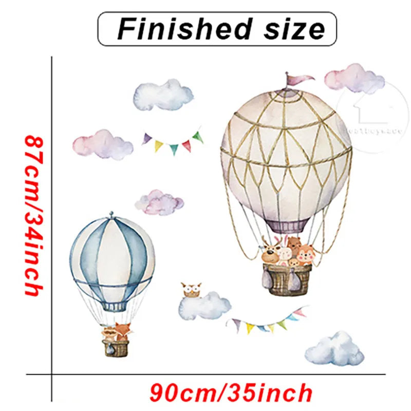 Cartoon Kids Room Wall Decor Stickers Hot Air Balloon PVC Removable Decals for Home Decoration Art Waterproof Eco-friendly Mural